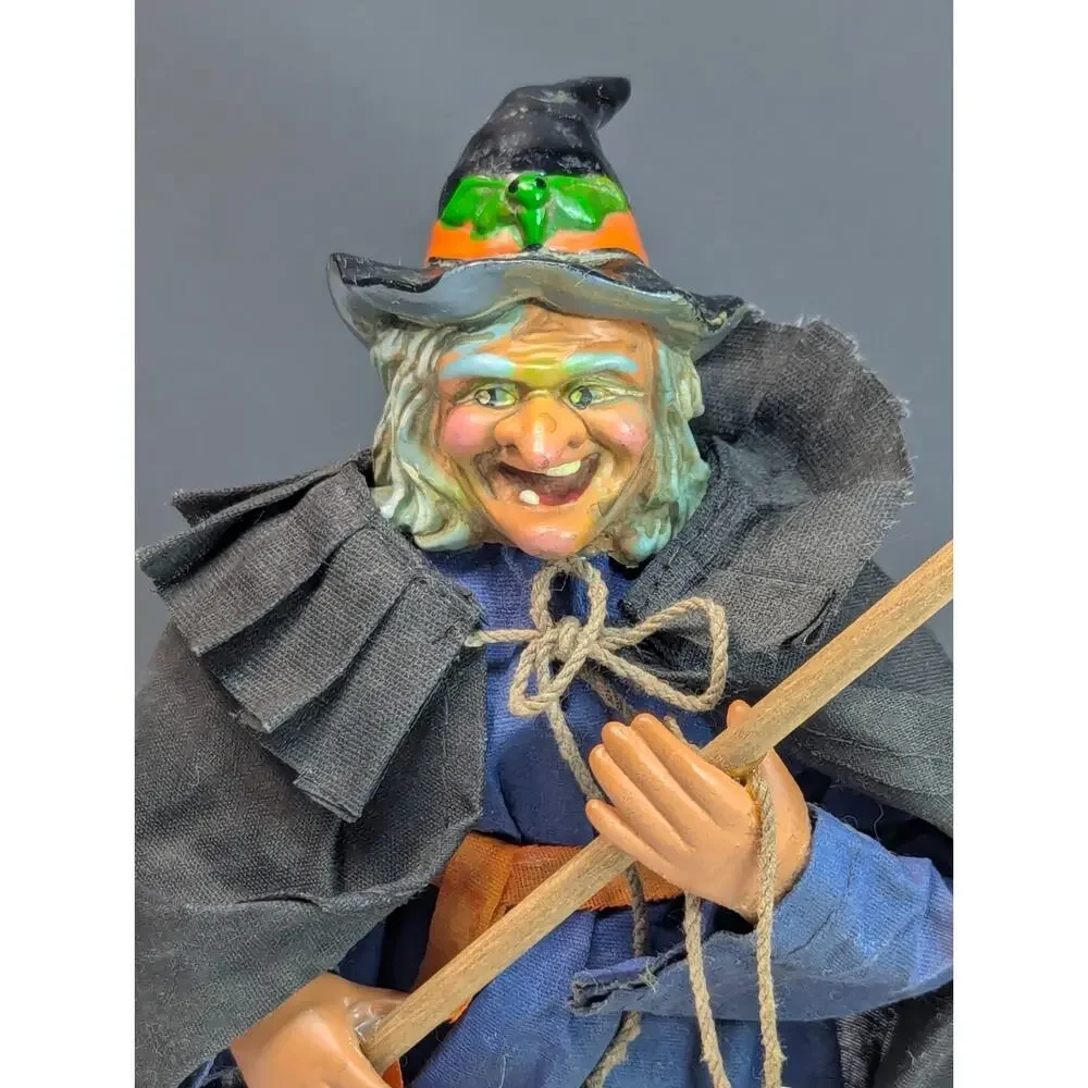 Vintage 80s Halloween Old Hag Witch Figurine Paper Mache
